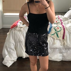 Sparkly Black Sequined Skirt